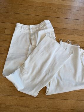 Zara High Rise Jeans in White with Raw Hem
